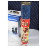 Mixed Household Items including Portable Heaters, Baking Ware, and Storage Shelf