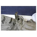 Set of 2 Military Surplus Olive Green Rain Ponchos with Woodland Pattern seat cushion / life preserver.