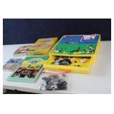 Collection of Assorted Toys and Games Including Lego Base, Lite-Brite Refill, and More