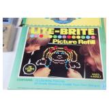 Collection of Assorted Toys and Games Including Lego Base, Lite-Brite Refill, and More