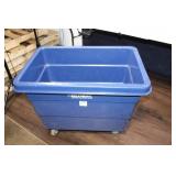 Large Blue Industrial Plastic Bin on Wheels