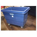Large Blue Industrial Plastic Bin on Wheels