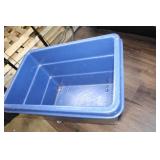 Large Blue Industrial Plastic Bin on Wheels