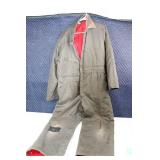 Used Insulated Coverall with Red Lining and Patch Repair