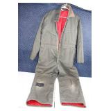 Used Insulated Coverall with Red Lining and Patch Repair