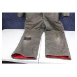 Used Insulated Coverall with Red Lining and Patch Repair