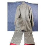 Used Insulated Coverall with Red Lining and Patch Repair