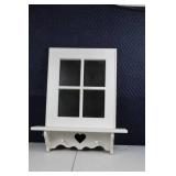 White Wooden Wall Shelf with Heart Cutout and Mirror Panels