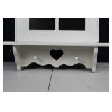 White Wooden Wall Shelf with Heart Cutout and Mirror Panels