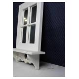 White Wooden Wall Shelf with Heart Cutout and Mirror Panels