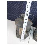 Set of 2 Rustic Metal Lanterns with Candles