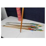 Traditional Longbow with Arrows and Quiver