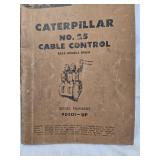 Caterpillar No. 25 Cable Control Parts Book specifically for rear double drum models with serial numbers 9D501 and up