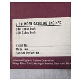 Ford Industrial Power Products 6 Cylinder Gasoline Engines Parts List Booklet covering 240 and 300 cubic inch models