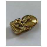 Egyptian Revival Style Art Deco ~16k Gold Brooch - Lapis Eyes - 16 Grams