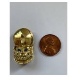 Egyptian Revival Style Art Deco ~16k Gold Brooch - Lapis Eyes - 16 Grams