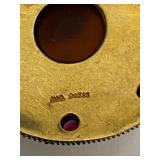 Vintage Sterling Vermeil Red Cabochon Brooch - MMA Garnet Cab w/ Glass Center