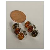 Sterling Silver Polish Colors of Amber Necklace, Bracelet and Earring Set