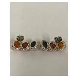 Sterling Silver Polish Colors of Amber Necklace, Bracelet and Earring Set