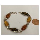 Sterling Silver Polish Colors of Amber Necklace, Bracelet and Earring Set