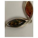 Sterling Silver Polish Colors of Amber Necklace, Bracelet and Earring Set
