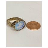 Sterling Silver Ring with Moonstone Glass Simulant