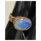Sterling Silver Ring with Moonstone Glass Simulant