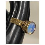 Sterling Silver Ring with Moonstone Glass Simulant