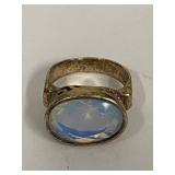 Sterling Silver Ring with Moonstone Glass Simulant