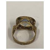 Sterling Silver Ring with Moonstone Glass Simulant