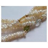 14K Gold Cultured Pearl Bracelet with Multicolored Gemstones