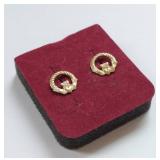 9K Gold Irish Claddagh Earrings Made in Ireland