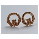 9K Gold Irish Claddagh Earrings Made in Ireland