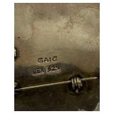 Sterling Silver Brooch Pendant with Turquoise Color Howlite Stone