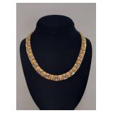 14K Multi Tone Gold Necklace Unique Link Design 55.5 Grams