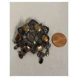 Vintage Sterling Silver Solje Filigree Dangle Brooch Ornament