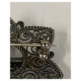 Vintage Sterling Silver Solje Filigree Dangle Brooch Ornament