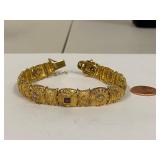 Sterling Silver Colorful Gemstone Bracelet with Amethyst, Peridot, Aquamarine, Citrine, Garnet