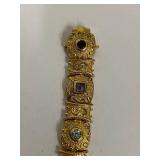 Sterling Silver Colorful Gemstone Bracelet with Amethyst, Peridot, Aquamarine, Citrine, Garnet