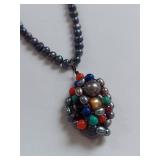 Yvonne Christa Sterling Silver Tahitian Pearl & Gemstone Necklace