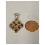 Sterling Silver Pendant with Multi-Color Natural Stones