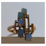 14k Gold Opal Diamond Ring Elegant Jewelry Piece