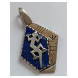 Sterling Silver & 14K Gold Lapis Lazuli Lizard Pendant