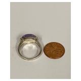 Sterling Silver Ring with Lavender Jade Carved Cabochon