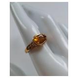 10K Gold Ring with Citrine Gemstone