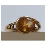 10K Gold Ring with Citrine Gemstone