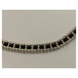 Milor Italy Sterling Silver Necklace with Black Beads 30g
