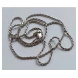 14K White Gold Italian Rope Chain Necklace - 4 Grams