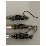 Sterling Silver Sword Pendant and Earrings Set