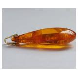 14k Gold Large Teardrop Amber Pendant
